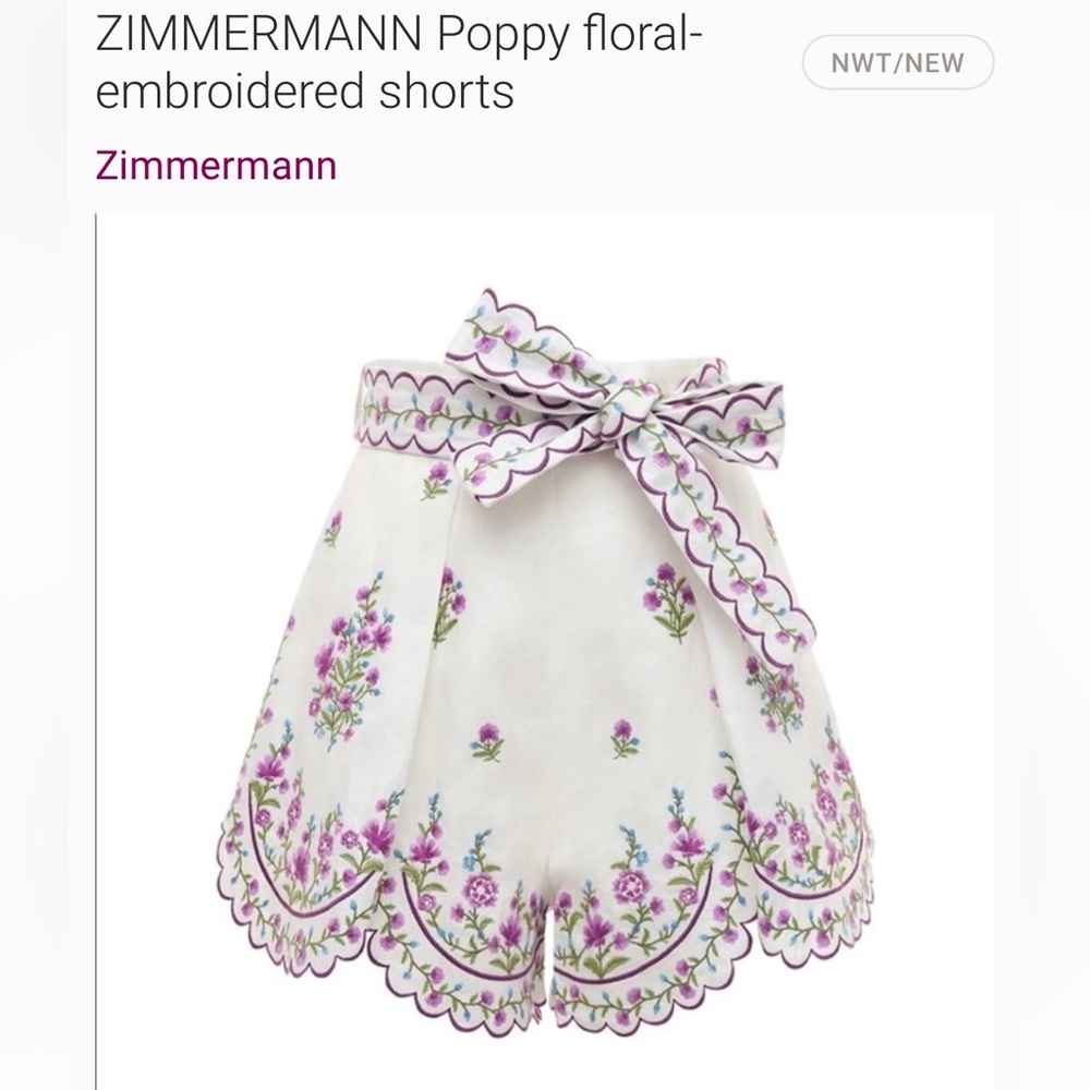 ZIMMERMANN 
Poppy floral-embroidered shorts and Top - Picture 2 of 4